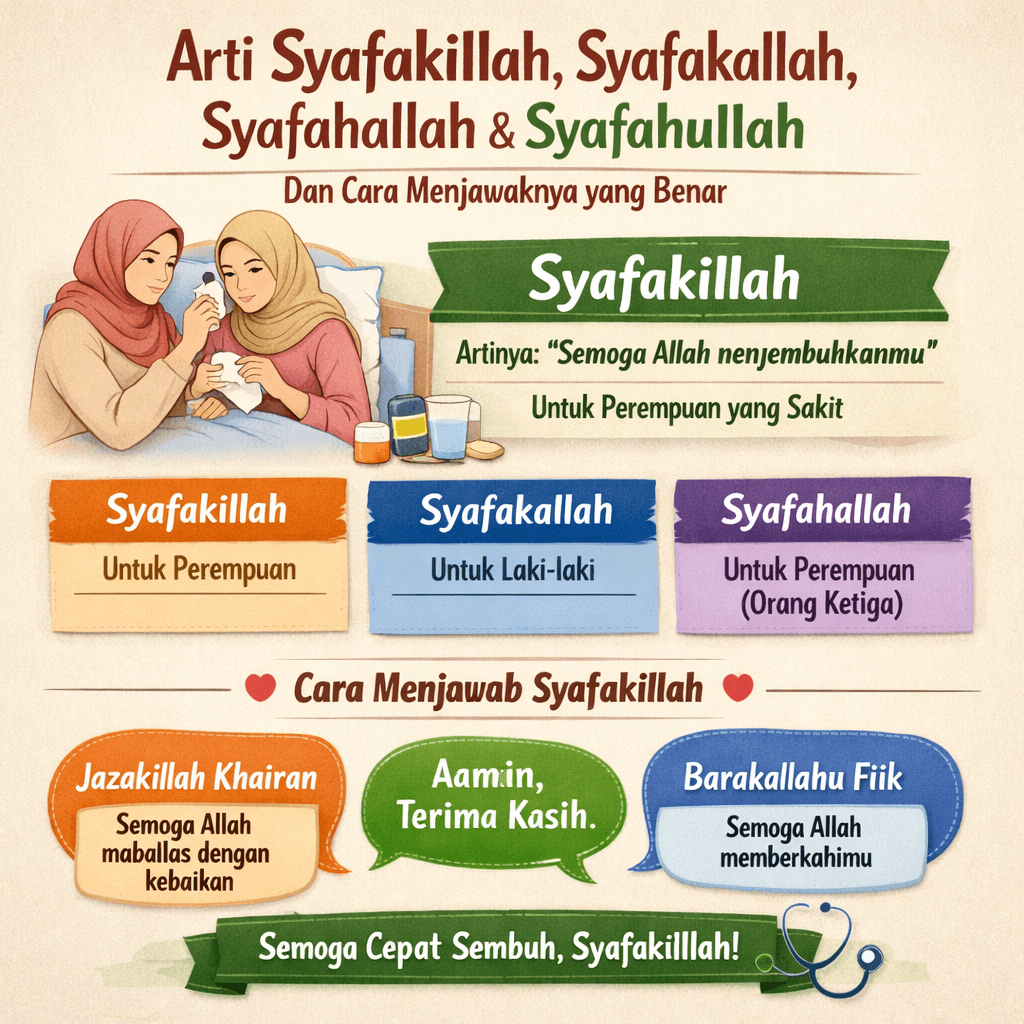 Perbedaan Syafakillah, Syafakallah, Syafahallah, dan Syafahullah