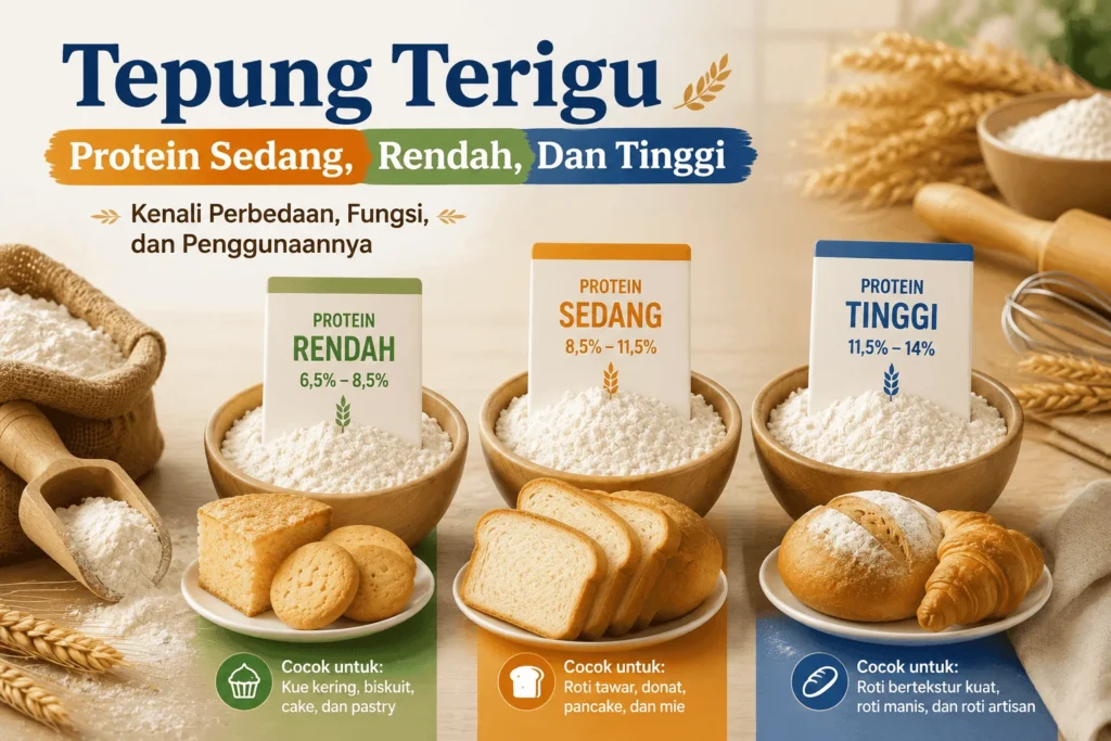 Jenis Tepung Terigu dan Kegunaannya: Protein Tinggi, Sedang, dan Rendah